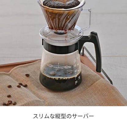 HARIO PES-02-B Pegasus Server, 600 Microwave-Safe, 20.1 fl oz (600 ml), 2-5 Cups, Black, Made in Japan