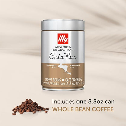 illy Whole Bean Coffee - Perfectly Roasted – Costa Rica Medium Roast - with Notes of Honey, Vanilla & Citrus - 100% Arabica Beans - No Preservatives – 8.8 Ounce