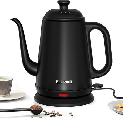 Gooseneck Electric Kettle, 1L Water Boiler, Pour Over Coffee & Tea, 1000W Fast Heating, Stainless Steel, Auto Shut-Off & Boil-Dry Protection, BPA-Free (Black)