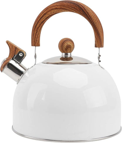 Cabilock 1pc White Whistle Kettle Home Kitchen Water Boiling Teakettle with Handle for Gas and Induction Cookers Reliable and Water Kettle for Everyday Use