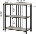 Load image into Gallery viewer, FOLUBAN 3 Tier Bookshelf, Short Bookcase for Small Space, Modern Wooden and Metal Book Shelf for Living Room Bedroom Office (Light Grey Oak)