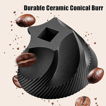 Portable Electric Burr Coffee Grinder with 38 Adjustable Grind Settings - USB Rechargeable Ceramic Core Conical Burr, Coffee Bean Grinder for Espresso, French Press, Travel, Camping, Home & Office Use