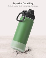 Load image into Gallery viewer, koodee 16 oz Water Bottle Stainless Steel Double Wall Vacuum Insulated Wide Mouth Water Bottle with Leakproof Spout Lid-Reusable Metal WaterFlask BPA Free (Grass Green)