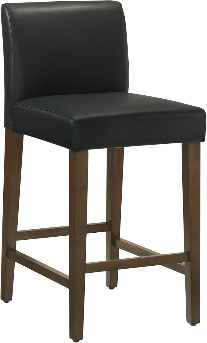 CHITA Counter Height Bar Stools Set of 3, 27" H Seat Height Upholstered Barstools, PU Leather in Black