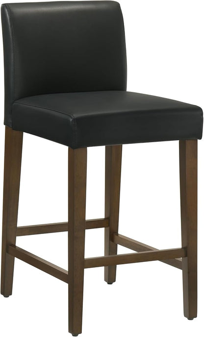 CHITA Counter Height Bar Stools Set of 3, 27" H Seat Height Upholstered Barstools, PU Leather in Black