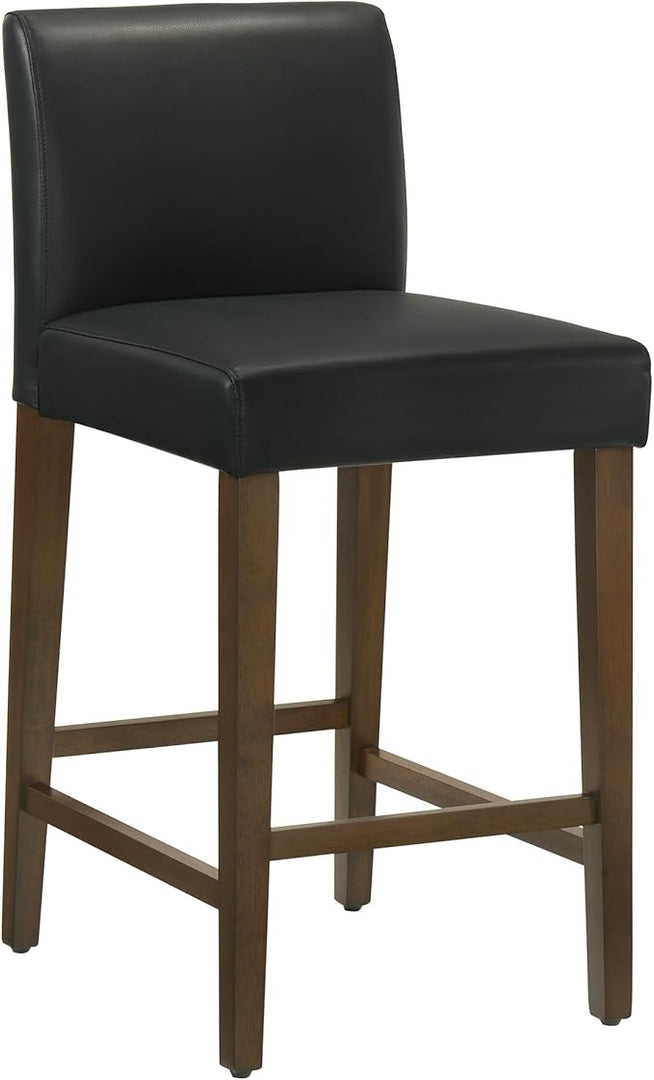CHITA Counter Height Bar Stools Set of 3, 27" H Seat Height Upholstered Barstools, PU Leather in Black