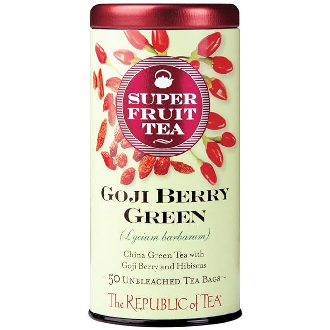 The Republic of Tea Organic Goji Berry Green Superfruit Tea, Tea Bag Tin, 50 Count
