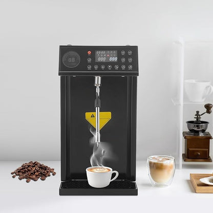 8L Commercial Milk Frother, 110V 1300W Electric Milk Steamer, Full-Automatic Steam Boiling Water Frothing Machine with 5 Adjustable Temperature, Milk Foam Maker for Coffee Tea Shop Hotel(Black)