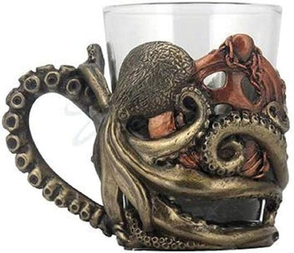VERONESE Bronze Steampunk Octopus Shot Glasses (1.5 oz, 1 Count)