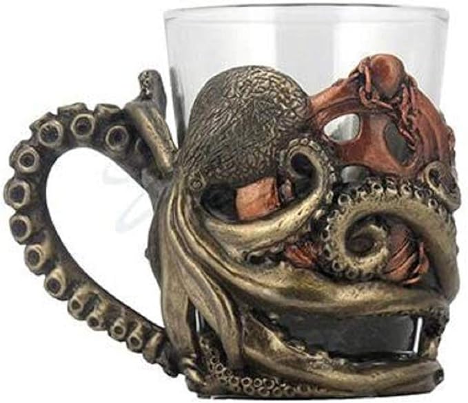 VERONESE Bronze Steampunk Octopus Shot Glasses (1.5 oz, 1 Count)