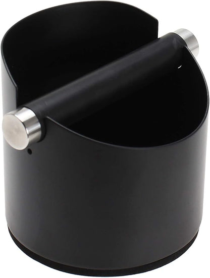 Espresso Knock Box, Stainless Steel Coffee Grounds Knock Box, With Removable Knock Bar and Non-Slip Rubber Base (Black)