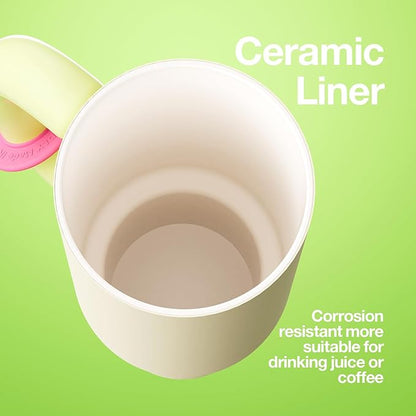 BaWang Insulated Stainless Steel Tumbler | Tumbler with Handle and Straw 33oz | Cup Holder Friendly for Travel | Leakproof Water Bottle | BPA-Free | Cerratic liner| green