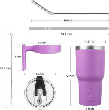 BJPKPK Tumbler With Handle 40 oz Stainless Steel Tumbler With Lid And Straw Insulated Coffee Cups,Lavender