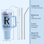 Load image into Gallery viewer, Personalized 40 Oz Tumbler with Handle and Straw, Custom Cup with Name &amp; Birth Flower, Stainless Steel Travel Coffee Tumbler,Personalized Christmas Birthday Gifts for Women, Teen Girls