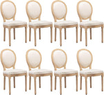 Load image into Gallery viewer, French Country Dining Chairs Set of 8, Vintage Wooden Dining Chairs with Fabric Upholstered Seat&amp;Oval Backrest,Solid Wood Legs&amp;Frame, Farmhouse Kitchen&amp;Living Room Chairs(Beige,8 Pcs)