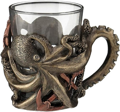 VERONESE Bronze Steampunk Octopus Shot Glasses (1.5 oz, 1 Count)