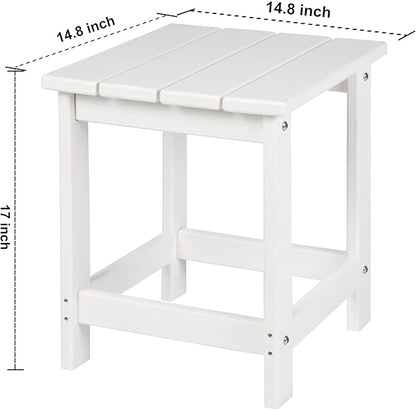 LZRS Adirondack Square Outdoor Side Table for Patio, Pool Composite Patio Table,HDPE End Tables for Backyard,Pool, Indoor Companion, Easy Maintenance & Weather Resistant(White)