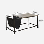 Load image into Gallery viewer, SENIG Grey Oak Rectangle Wood and Metal Coffee Table with Storage Shelf for Small Living Rooms with Pocket