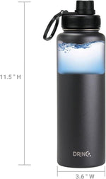 Load image into Gallery viewer, DRINCO Stainless Steel Water Bottle Spout Lid Vacuum Insulated Double Wall Water Bottles Wide Mouth (40oz 32oz 22oz 18oz 14oz) Leak Proof Keeps Cold or Hot (40 oz, 40oz Black)