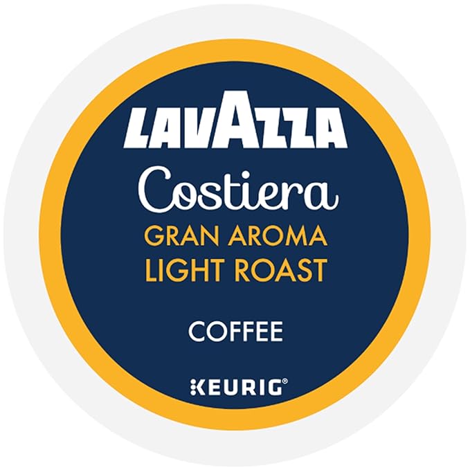 Lavazza Costiera Gran Aroma, Single-Serve Keurig K-Cup Pods, Light Roast Coffee, 88-Count Box (4 Packs of 22)