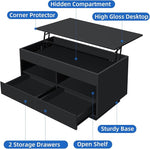 Load image into Gallery viewer, LED Coffee Table with Lift Top Morden Coffee Table with Storage High Gloss Black Sofa Table for Living Room Center Tables Hidden Compartment &amp; 2 Drawers &amp; 2 Open Shelve
