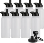 Load image into Gallery viewer, DOMICARE 32 oz Insulated Water Bottle Bulk, Vacuum Insulated Stainless Steel Sports Water Bottle with Straw Lid &amp; Spout Lid, Leakproof, Reusable - Travel, Camping, Bike, White (8 Pack)