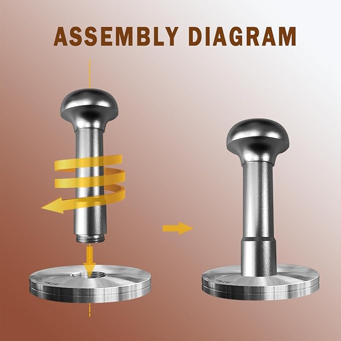 53.3mm Espresso Tamper - Premium Barista Coffee Tamper with Aluminum Handle and Stainless Steel Base, Compatible with Breville Barista Express 54mm Portafilter Basket (Gun Metal)