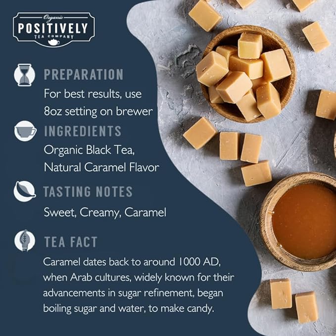 Organic Positively Tea Company, Caramel Black Tea, K-Cup Compatible, 96 Pods