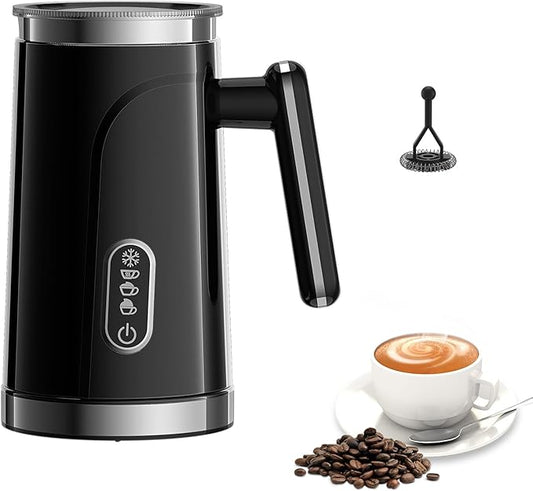 BioloMix Electric Milk Frother 4 in 1 Automatic Hot and Cold Milk Frother Warmer for Milk Latte Foam Maker Milk Hot Chocolates (Black)