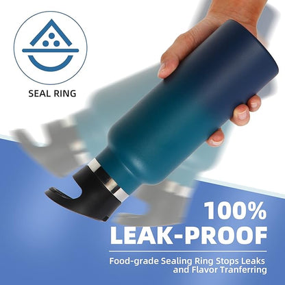 Volhoply 17oz Kids Insulated Water Bottle,Stainless Steel Water Bottles with Straw Lid,Reusable Metal Cups Water Bottle,Double Wall Vacuum Sports School Water Flask Keep Cold (Dark Night,1 Set)