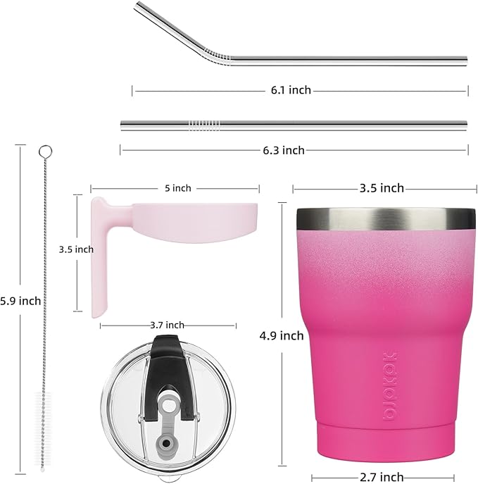 BJPKPK 10 oz Tumbler With Handle Stainless Steel Insulated Tumbler With Lid And Straw Travel Coffee Cups For Women And Men,Cherry Blossom