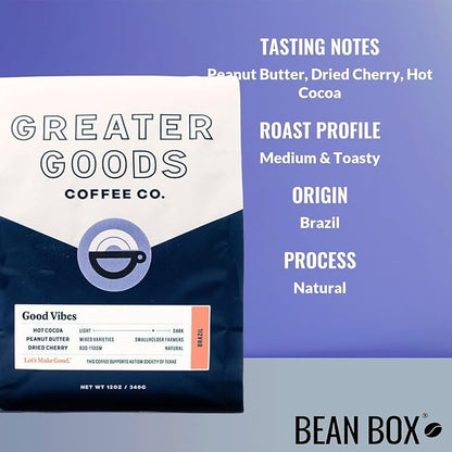 Bean Box Sampler - Roasted by Greater Goods Co., 3-Pack, Whole Bean, Gourmet Coffee