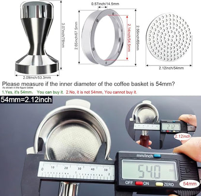 5 Pieces - 53.3mm Espresso Tamper Accessories Kit Fit 54mm Portafilters, 53.3mm Coffee Tampers Set, WDT Stirrer Tool, Puck Screen, Dosing Funnel, Coffee Cleaning Brush (53.3mm)