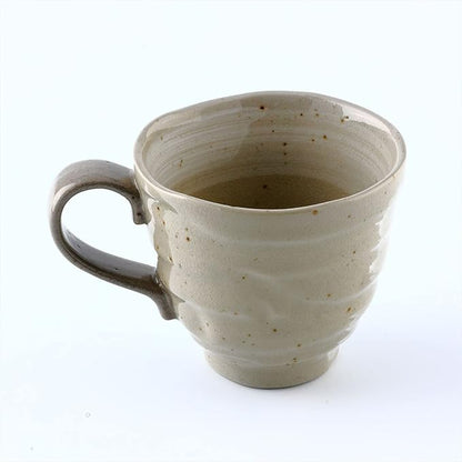 Mino Ware Japanese Coffee Mug Set of 2, Japanese Tea Cups, Jizo Statue Design, 8.8 oz, Handmade Ceramic Coffee Mug