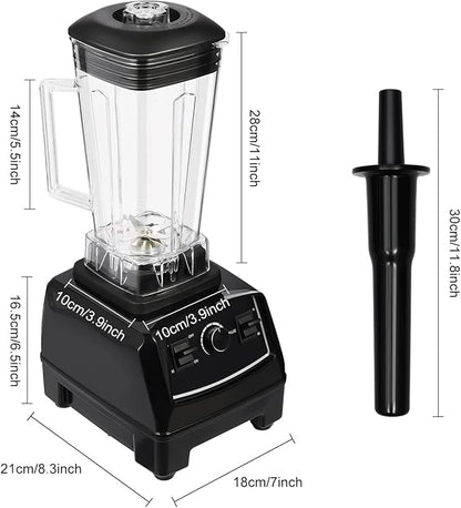 2L 2200W Professional Countertop Blender Heavy Duty Household Grade Blender Mixer with Food Grade ABS Stirring Rod for Milkshakes and Ice Cream (black)