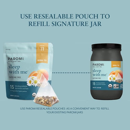 Paromi Sleep with Me Organic Herbal Tea, Signature Jar, 15 Count (Pack of 3)