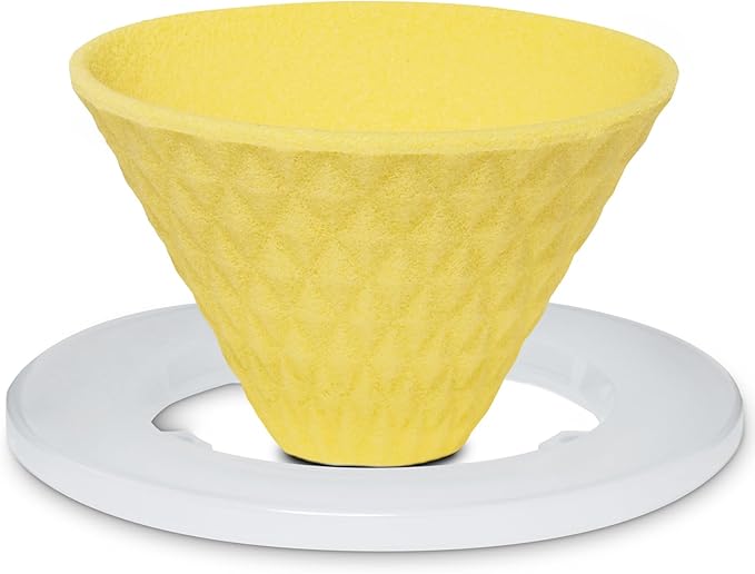 Ceramic Reusable Coffee Filter Pour Over Dripper Paperless Sustinable ekubo one drip 1-2 Cup Made in Japan (Yellow)