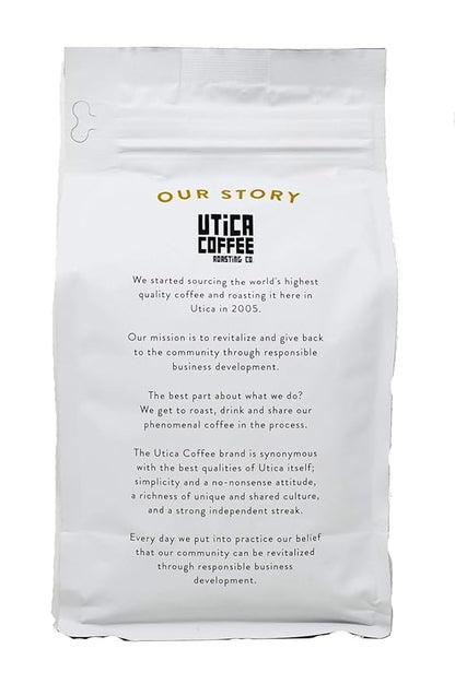Utica Coffee Roasting Co. Decaf Cinnamon Bun | Specialty Flavored Medium Roast Ground Coffee | 16 Oz Reclosable Bag