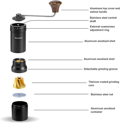 M7 Pro Manual Coffee Grinder,Titanium Coating Conical Burr,Hand Coffee Grinder with External 72 Grinding Scales,All-round Hand Grinder for Pour Over Drip French Press Espresso Cold Brew