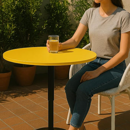Magshion 31" Round Bar Table Height Adjustable 26"-35" Pub Table with Enlarged Base for Living Room Patio Bistro, Yellow