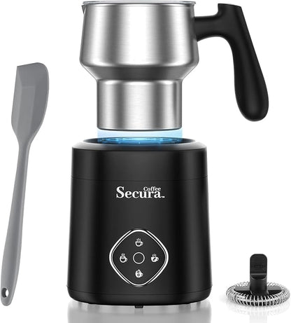 Milk Frother, 4-in-1 Electric Milk Steamer and Frother with Detachable Stainless Steel Jug - Automatic Hot/Cold Milk Warmer for Lattes, Hot Chocolate - Induction Heating, Dishwasher Safe