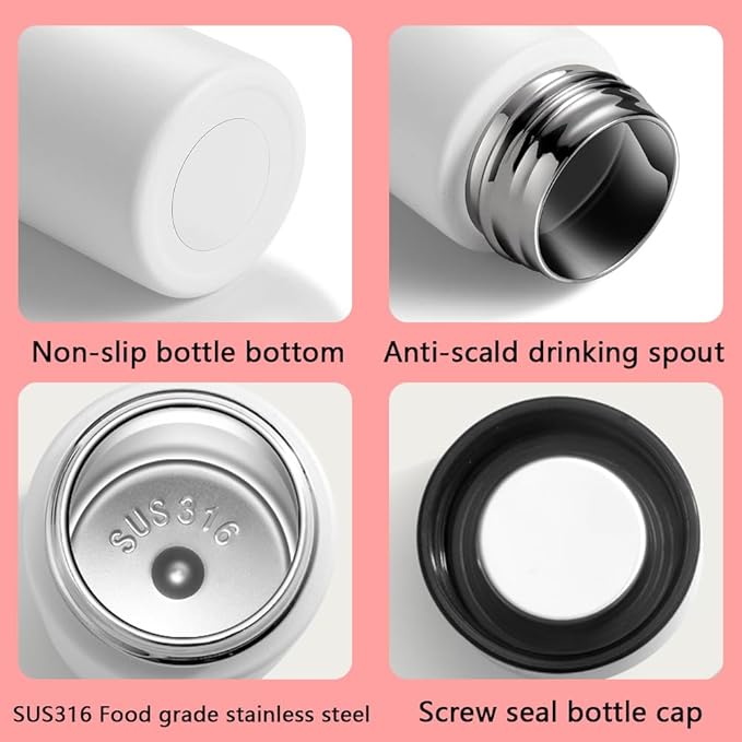 5 oz Mini Thermos Cute Water Bottle - Insulated Stainless Steel Bottle - Keeps Cold for 12 hours, Hot for 6 hours - Red