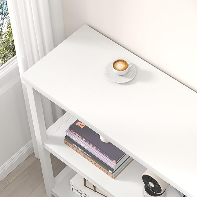 FOLUBAN Small Bookshelf, Modern 3 Tier Book Shelf, Wood and Metal Bookcase for Home Office Living Room Bedroom, White Oak