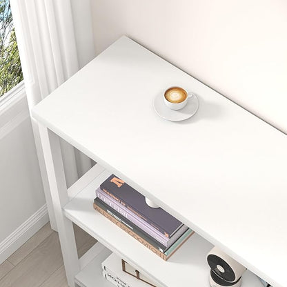 FOLUBAN Small Bookshelf, Modern 3 Tier Book Shelf, Wood and Metal Bookcase for Home Office Living Room Bedroom, White Oak