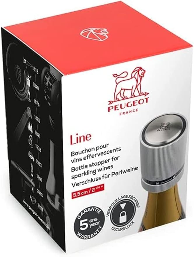 Peugeot Line Bottle Stopper For Sparking Wine, Light Grey