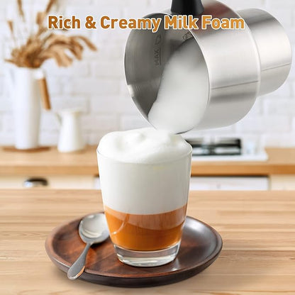 Milk Frother, 4-in-1 Electric Milk Steamer and Frother with Detachable Stainless Steel Jug - Automatic Hot/Cold Milk Warmer for Lattes, Hot Chocolate - Induction Heating, Dishwasher Safe