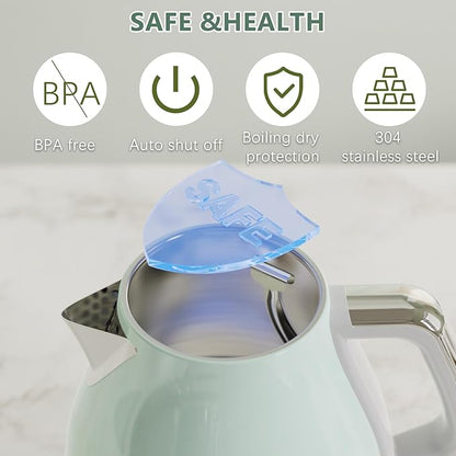 Electric Tea Kettle, 1500W /1.0L Hot Water Boiler Heater Pot, Retro Small Electric Kettle, 100% Stainless Steel BPA Free Electric Teapot, Auto Shut-Off & Boil-Dry Protection