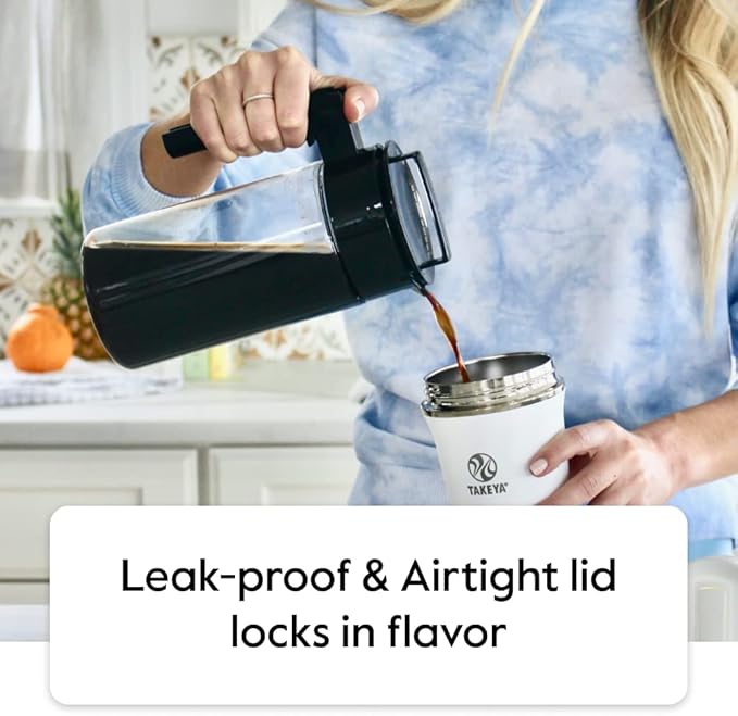 Takeya Tritan Cold Brew Coffee Maker - Airtight Pitcher with Leak-Free Lid - BPA-Free Cold Brew Maker with Silicone Handle - Dishwasher-Safe Pitcher for Homemade Cold Brew - 2 Quart, Stone