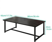 Black Coffee Table Rectangular Center Table for Living Room Open Space Side Table with Metal Frame, Easy Assembly,Wood Coffee Table
