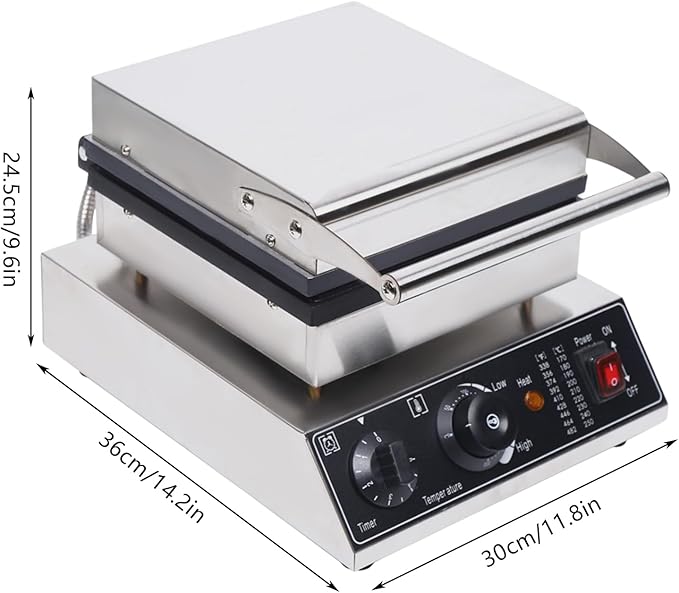 4 Grids Belgian Waffle Pancake Maker,Non-stick Pancake Baker Machin with Dual Heating Pans,110v Waffle Pancake Maker for Commercial,Pancake Maker with Adjustable Thermostats Timers 50-300℃